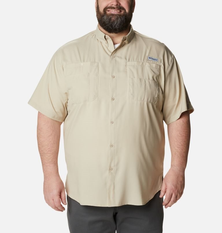 Men\'s Columbia PFG Tamiami II Short Sleeve Shirts Khaki | Plus Size CA-SAL86